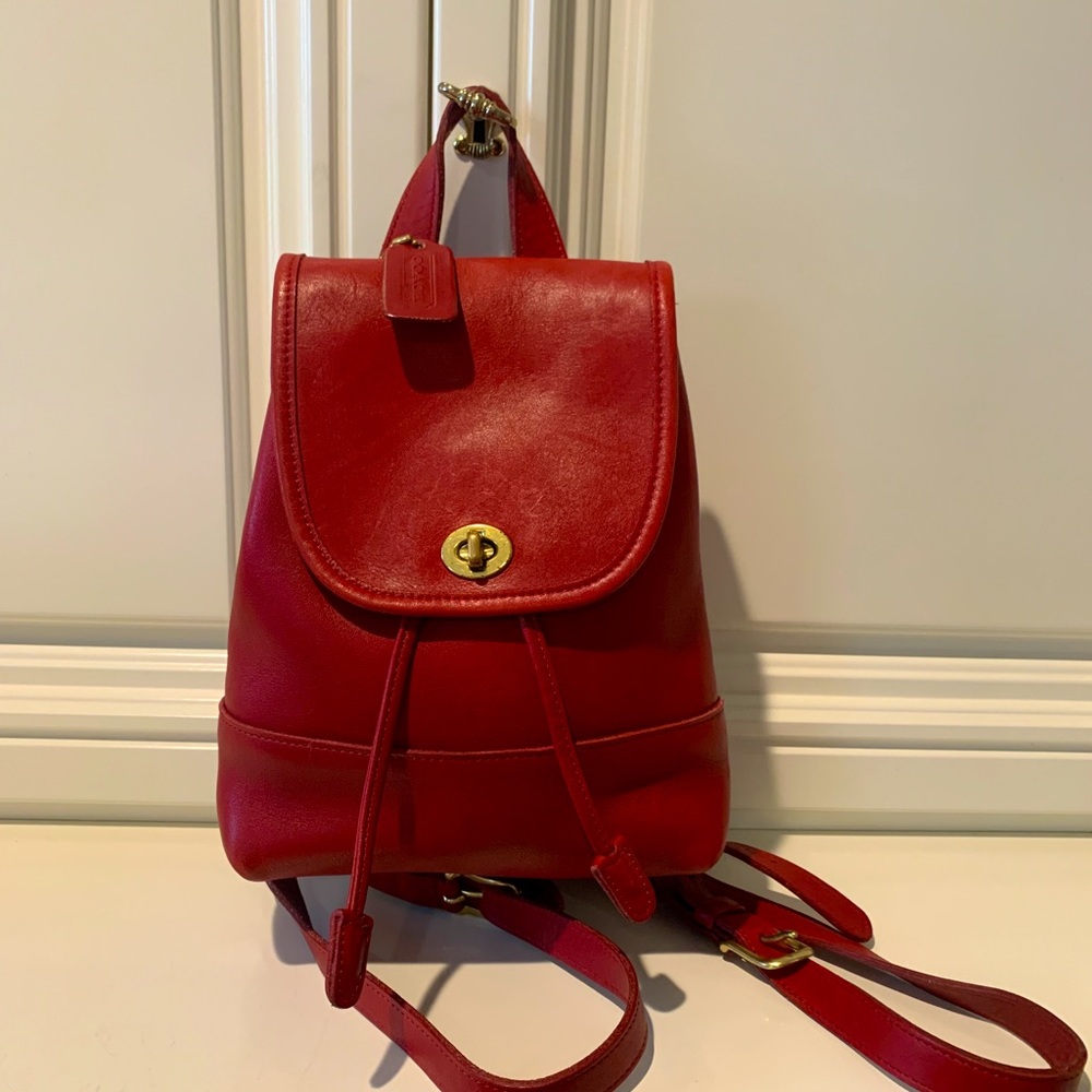 Rare Red Vtg Coach Daypack Mini Backpack Rucksack # 9960